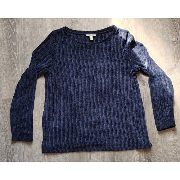Dana Buchman Sweaters - Dana Buchman Large Blue‎ Ribbed Knit Sweater Crew Long Sleeve Pullover
